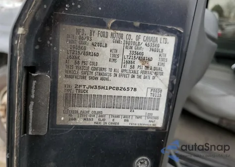 1993 Ford F350 z USA, uszkodzony, nr VIN 2FTJW35M1PCB26578